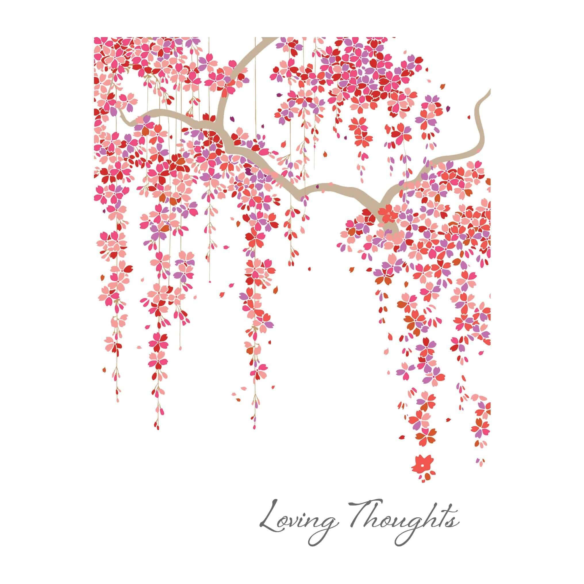 Pictura Hanging Blossoms sympathy card featuring delicate floral design, suitable for expressing condolences and sympathy.